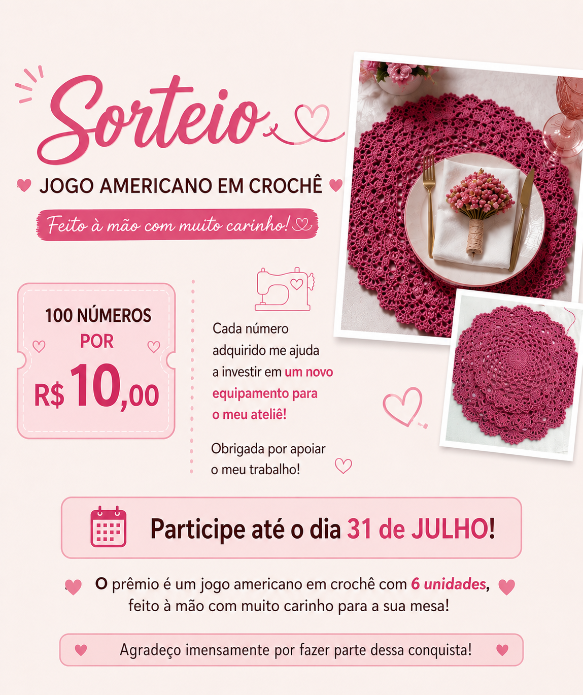 Jogo americano em crochê