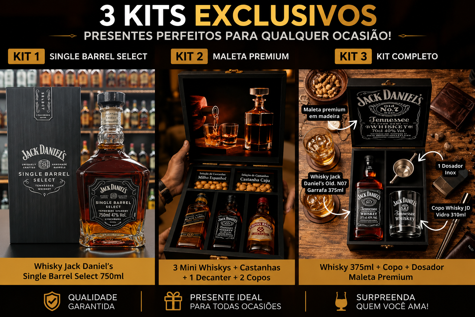 3 KIT JACK DANIEL'S