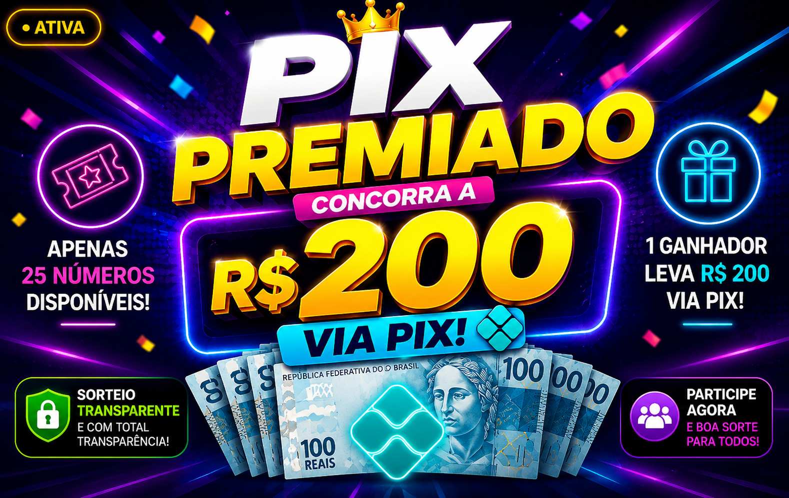 🍀 PIX PREMIADO — CONCORRA A R$ 200! 💸 — foto 1