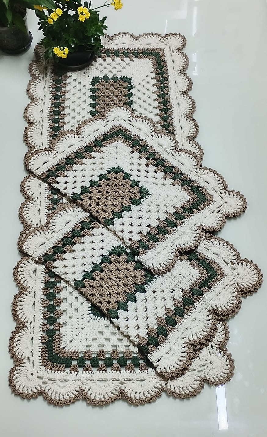 Conjunto de tapete de crochê 3 pçs lindissimos — foto 1
