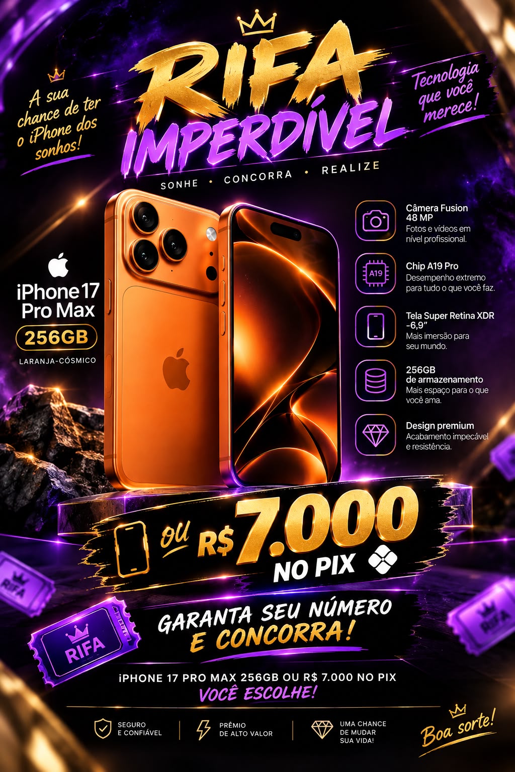 Iphone 17 Pro Max 256gb Ou 7K no Pix