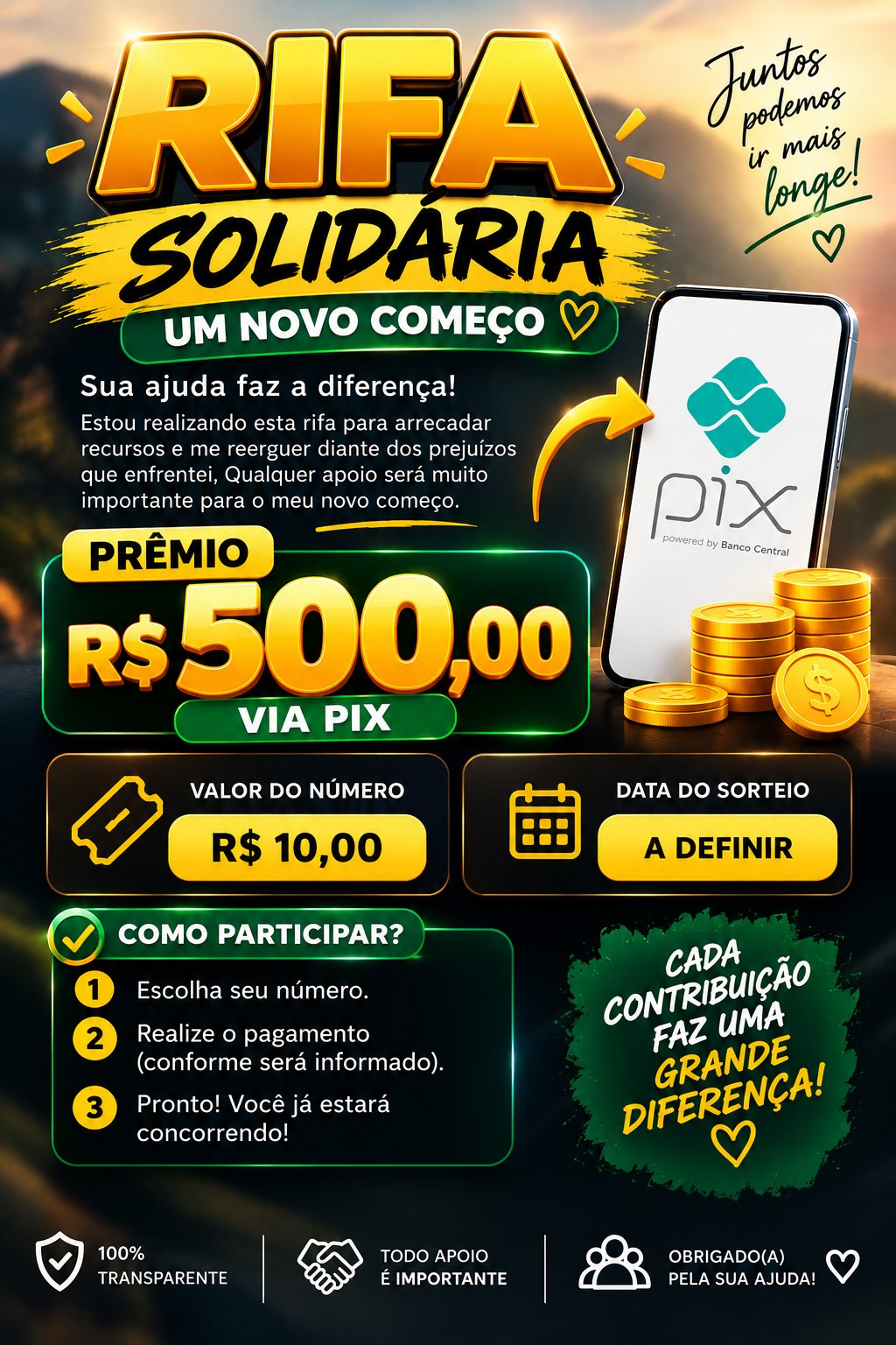 💛 RIFA SOLIDÁRIA — UM NOVO COMEÇO 🙏